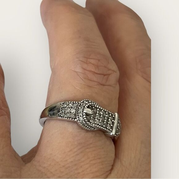Genuine Diamonds buckle ring size 7 - Picture 4 of 9